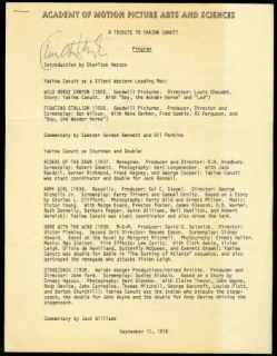 Charlton Heston Vintage 1978 Signed Yakima Canutt Tribute Program