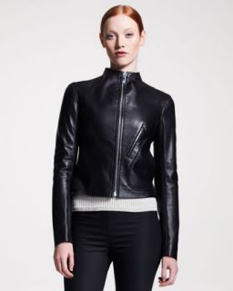 Haute Hippie Leather Motorcycle Jacket, Silk Blouse & Sequined