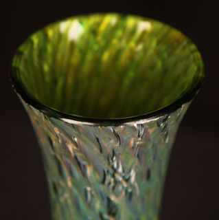 Antique Art Nouveau Loetz Colorful Iridescent Hand Blown Glass Vase w