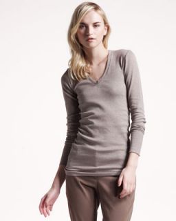 Hanro Fine Lines Ribbed Long Sleeve Top   