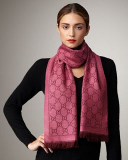 Gucci GG Pattern Scarf, Magenta Bordeaux   