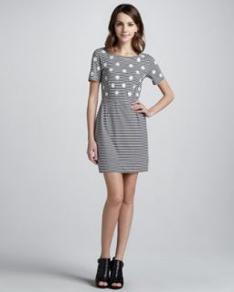 T629S MARC by Marc Jacobs Willa Dotted Striped Dress, Tapioca