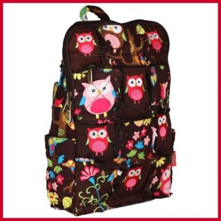 RAG QUILTED PATCHWORK OWL GIVE A HOOT BACKPACK ~ BROWN ~ CUTE Free