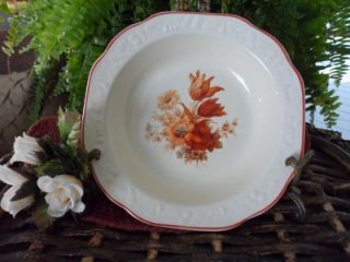 Vtg 1930s Crooksville Chinaco Rimmed Soup Bowl 7 5 Rust Flowers