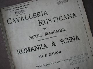 Antique Sheet Music * Romanza & Scena ~ Cavalleria Rusticana Mascagni