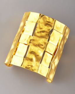 Y0TAT Devon Leigh Hammered Gold Basketweave Cuff