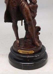 Bronze Figure of Lord Horatio Nelson on Solid Marble Bust 17 High