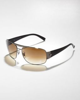 High Street Aviator Sunglasses, Gunmetal/Brown