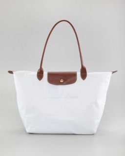 V1E9C Longchamp Le Pliage Large Shoulder Tote Bag, White