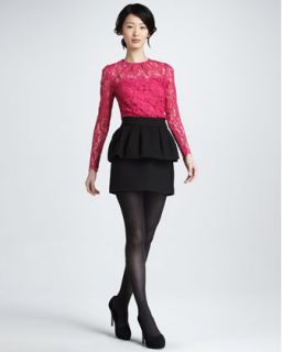 43F1 Milly Ivy Sheer Top Lace Blouse & Laurel Peplum Waist Skirt