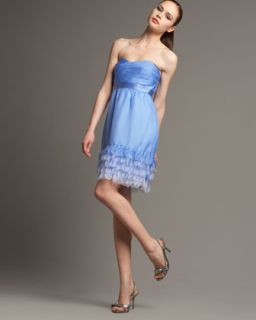 Phoebe Couture Strapless Ombre Hem Cocktail Dress   