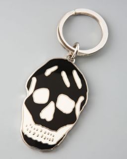 Alexander McQueen Enamel Skull Key Ring, White/Black   