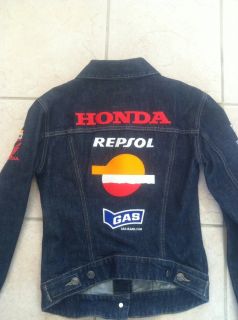 Gas Jeans Honda Racing Repsol Denim Jacket Womens Medium Michelin