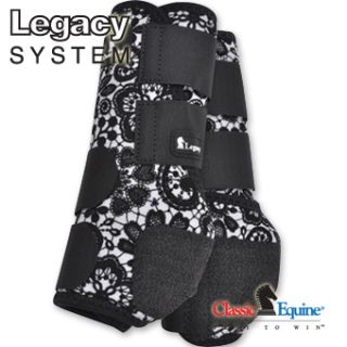   Legacy Sport Boots SMB Lace Black White Front LARGE L Horse Tack