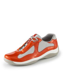 Prada Patent Sneaker, Orange   