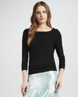 Vince Side Button Sweater & Leather Boxer Skirt   