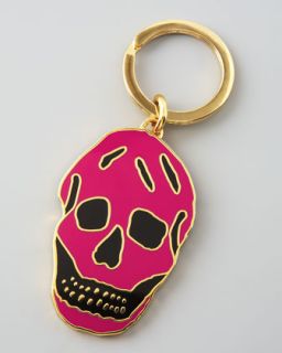 Alexander McQueen Enamel Skull Key Ring, Black/Pink   