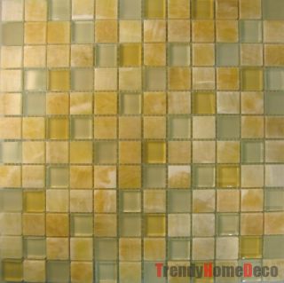 Sample Honey Onyx Beige Glass Mosaic Tile Backsplash Kitchen Wall Sink