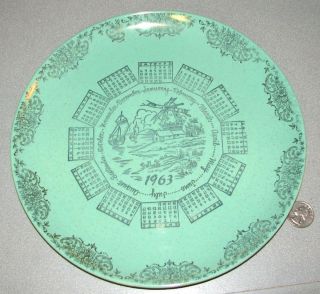 Vintage T s T Pebbleford 1963 Calendar Plate Taylor Smith Mint Green