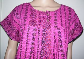 Hot Pink Black Cotton Batik Nighty Moo Moo Dress Plus Size 12 20