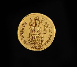  Roman gold solidus coin of Emperor Honorius, (Flavius Honorius