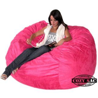 Cozy Sac Chair Hot Pink Suede Bean Bag Love Seat New