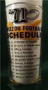 University of Missouri Football Glass 1971 Tumbler Mizzou Tigers