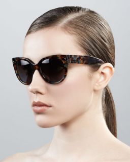 D0GDA Prada Cat Eye Retro Rectangle Sunglasses, Spotted Blue