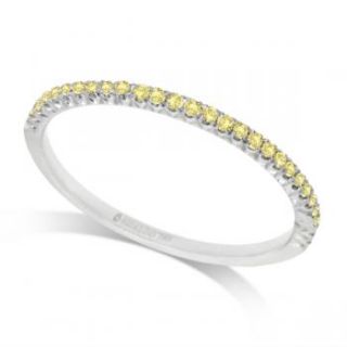 Hidalgo Micro Pave Yellow Diamond Ring 18K White Gold