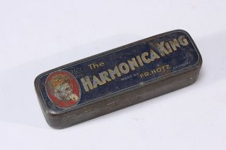 Harmonica King Empty Tin Box Made by Fr Hotz Germany