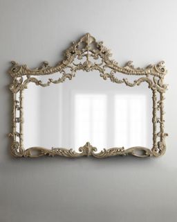 H6JCV Ornate Horizontal Whitewash Mirror