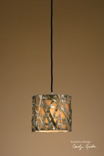  Champagne Basketweave Metal Hanging Shade Pendant Chandelier Horchow