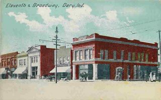 Gary Indiana IN 1908 Downtown Eleventh & Broadway Vintage Postcard