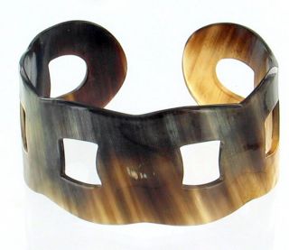  Semi Antique Cut Out Reticulated Horn Cuff Bracelet 1 25 Wide