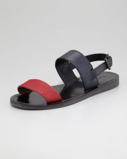  sandal available in red navy $ 475 00 lanvin mixed strap flat sandal