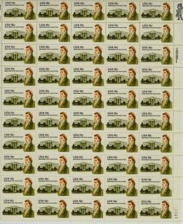 Scott 1935 JAMES HOBAN WHITE HOUSE ARCHITECT 18ct 50 Stamp Sheet