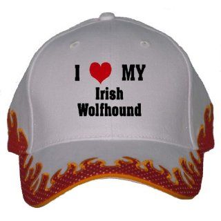 I Love/Heart Irish Wolfhound Orange Flame Hat / Baseball