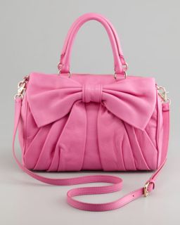 V1BL5 RED Valentino Calfskin Bow Top Zip Satchel Bag, Bright Pink