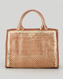 Woven Small East West Tote Bag