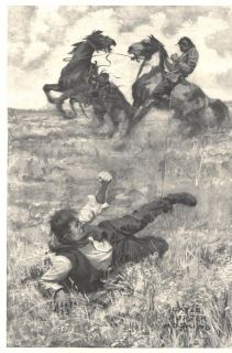 1910 A Illustration Hoskins 2 Indians Cowboy Horses