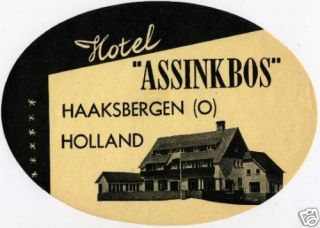 Hotel Assinkbos Haaksbergen Holland Luggage Label