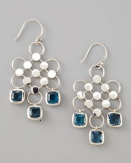 Square Drop Dot Earrings, London Blue Topaz