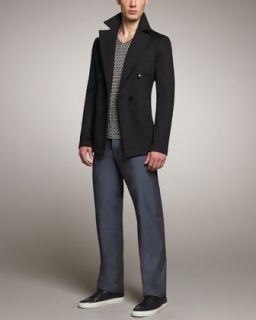 3J1W Giorgio Armani Double Breasted Jersey Jacket & Printed Viscose