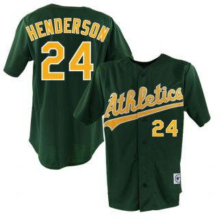 Rickey Henderson Oakland Athletics Alternative Green Sewn Jersey Sz M