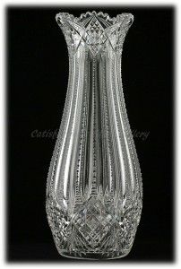 Hoare American Brilliant Cut Glass Vase Large Antique Crystal c1900