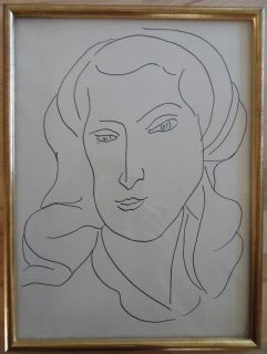 Matisse Henri Woman Face Original Lithograph Framed C 1960 Mourlot