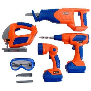 features of  deluxe power tool set toy recommended age