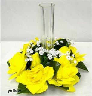 artificial flowers rose candle ring color yellow you get 6