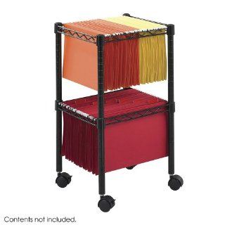 Two Tier Compact Mobile Wire File Cart, Steel, 15 1/2w x
