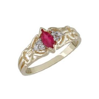 Curtiqua   size 6.00 14K Gold Ruby & Diamond Ring Jewelry 